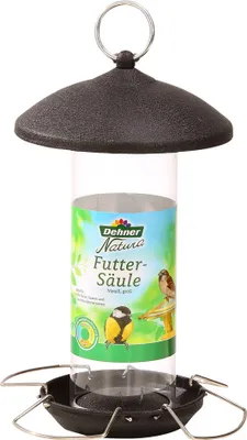 Produktbild von Dehner Natura Premium Wildvogel Futtersäule groß, Futterstation für Wildvögel, Futterstelle wetterfest / hängend, ca. 27 x 16 x 16 cm, Metall, schwarz