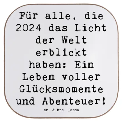 Produktbild von Mr. & Mrs. Panda Untersetzer für Gläser Spruch 2024 Geburtstag Glücksmomente - Weiß - Geschenk, Tischuntersetzer, Alter, gläseruntersetzer, Geburtsjahr, Happy Birthday