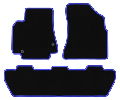 Produktbild von Fußmatten Velours Schwarz/Blau für Peugeot Partner II 2008-2018 Set 3-tlg