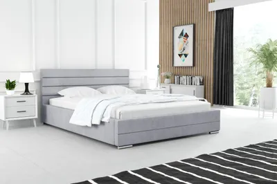 Produktbild von ADIDAR Matteo Polsterbett 180x200cm Doppelbett Metal - Metallrahmen mit hydraulischen Liefern Bett mit Bettkasten und Lattenrost - Komfort (Hellgrau - Paros 05)