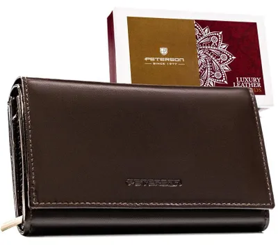 Obrázek produktu pro Peterson dámská peněženka z přírodní kůže RFID hnědá 15,5x9,5 cm