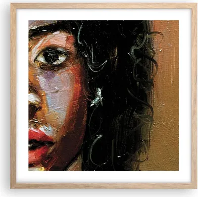 Produktbild von Gerahmtes Poster - Rahmen in heller Eiche - Pastos Porträt afrikanisch - 50x50 cm - Wand Bild - Wanddeko - Wandbilder - Kunstposter - Wandposter - Bilderrahmen - Bilder - Kunstdruck - P2NAC50x50-4674