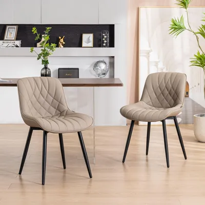 Esszimmerstühle Set 2er, gepolstert, modern, Khaki, 61,5x49x80 cm