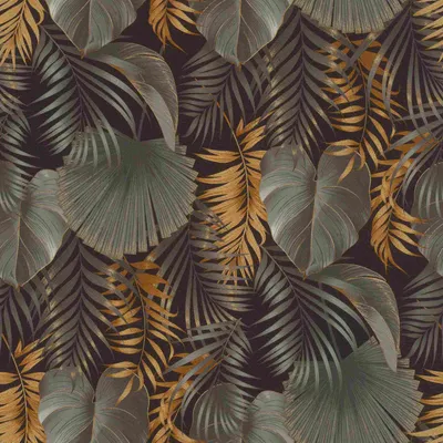 Obrázok produktu pre Vliesová tapeta 462043 tapeta botanická džungľa 53 x 1005 cm Rasch Selection Grey Black Gold