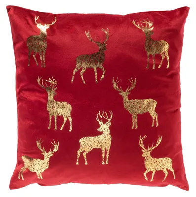 Produktbild von Textino Dekokissen Nordic Reindeer 45x45 cm Rot