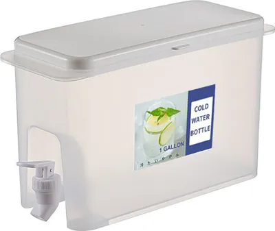 Produktbild von Getränkespender aus Kunststoff, Getränkespender mit Zapfen, Eissaft-Limonadenspender für den täglichen Gebrauch auf Partys, Milchspender für Kühlschrank-Gallonen, kleine Wasserspender (3,5 l)