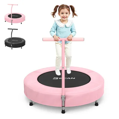 Produktbild von BCAN 91cm Kleinkind-Trampolin | Faltbar & platzsparend | 2-fach höhenverstellbarer Griff | ASTM- | Spiel- und Bewegungsspaß für drinnen