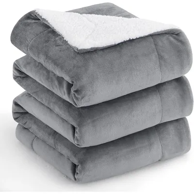 Produktbild von Kuscheldecke Sherpa Fleece Grau 220x240 cm XXL
