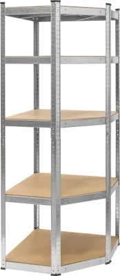 Obrázek produktu pro Rebel RB-1254 Kovový rohový skladovací regál, 5 polic, 180 x 40 x 70 cm, 875 kg, stříbrná
