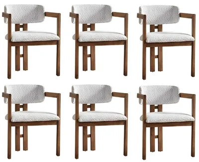 Produktbild von Weißes Stuhl-Set Designer Küchenstühle Stoffstühle 6x Textilstühle
