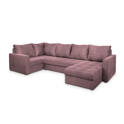 Produktbild von Masseno Ecksofa LORIVO L-S mit Schlaffunktion U-Form, Sofa mit Bettkasten, Wohnzimmersofa, Couch, Soffa, Bettsofa, Couchgarnitur- Rosa, KRONOS 27