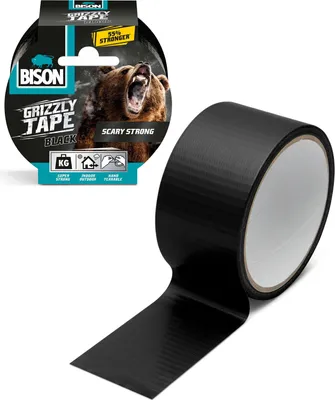 Immagine prodotto di Bison - Nastro adesivo Grizzly - Super resistente - Materiale rinforzato - Nero - 10 metri - Resistente all'acqua/alle intemperie