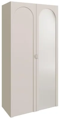 Produktbild von Selsey Arkadia – Kleiderschrank mit Spiegel und 2 Türen mit Bogenausschnitt, Kaschmirgrau, 100 cm