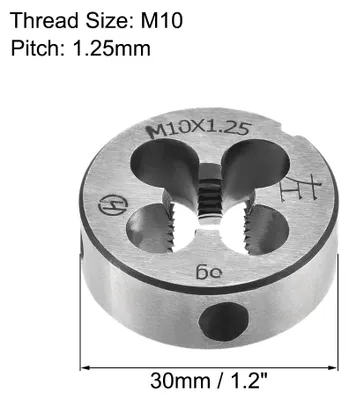 Produktbild von Runde Schneideisen M10X1.25, Metrisches Schneidfestes Gewindeschneidkluppe, Legierter Werkzeugstahl Gewindereparaturwerkzeug