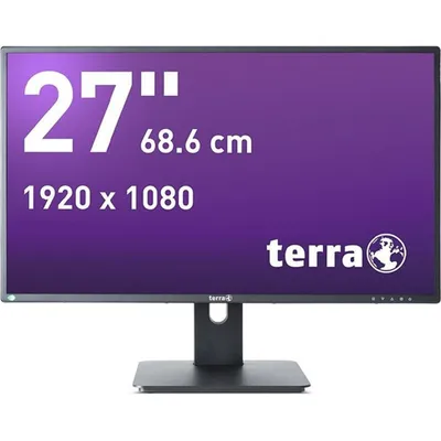 A computer monitor displaying its specifications.