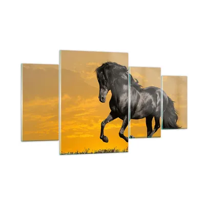 Produktbild von Bilder auf glas - Tiere Pferd Laufen Wiese - 160x90cm - Glasbilder - Wandbilder - Kunstdruck - zum Aufhängen bereit - Wanddekoration aus Glas - Glas Bilder - Wandbild auf Glas - GDL160x90-2248
