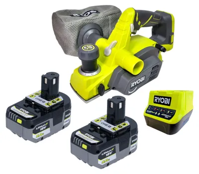 Obrázek produktu pro Akumulátorová hoblovka Ryobi R18PL-0, 18 V, 82 mm + 2 akumulátory 5,0 Ah + nabíječka