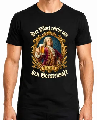Imagen del producto de Camiseta negra para hombre, talla L, con el texto: "El pueblo me ofrece el néctar de la cebada, cerveza. Nobleza. Barroco. Beber."