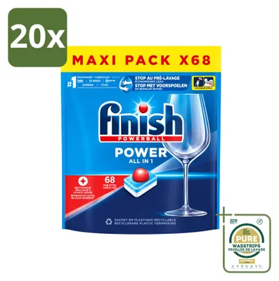 Produktbild von 20 x Finish Powerball Power All in 1 Geschirrspültabs - Vorratspackung - 20 Stücke