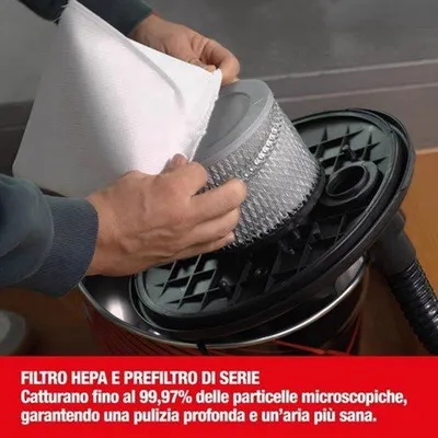 Obrázek produktu pro Aszuiger Compact – 1000 W výkon – objem 18 litrů – HEPA filtr – vhodný pro tvrdé podlahy – vysavač určený pro čištění krbů a sporáků
