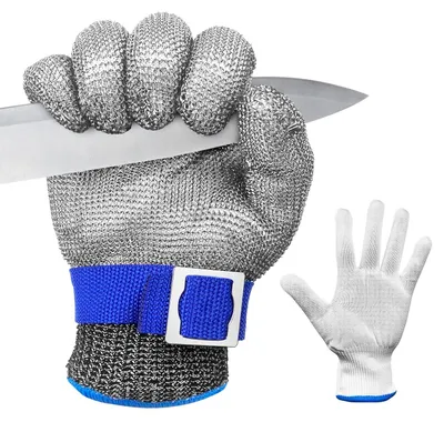 Produktbild von Handschuh Schnittfeste Handschuhe von Brevanza, Kettenhandschuh, schnittfeste Küchenhandschuhe Stufe 9, Schneidhandschuhe aus Edelstahl, Austernhandsc