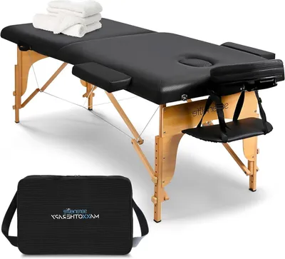 Image de Table de massage - Table de traitement - Lit de massage - Banc de traitement - Pliable - Hauteur réglable de 61 à 88 cm