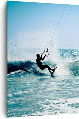 Produktbild von Bild auf Leinwand - Leinwandbild - Einteilig - Drachen-Surfen Wasser Ozean - 70x100cm - Wand Bild - Wanddeko - Wandbilder - Leinwanddruck - Wanddekoration - Leinwand bilder - Wandbild - PA70x100-2385