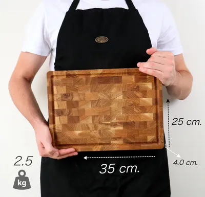 Imagen del producto de Tabla de cortar con soporte de madera de roble, 35 x 25 x 4 cm, antibacteriana, para la cocina