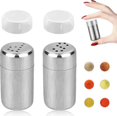 Produktbild von 2 Stš¹ck Mini Salzstreuer fš¹r Unterwegs, Edelstahl Salz, 5ml Salzstreuer Klein mit Deckel, Gewš¹rzflaschen Reise,Staubzuckerstreuer, Salz und Pfefferstreuer, fš¹r Restaurants Camping und Grill im Freien