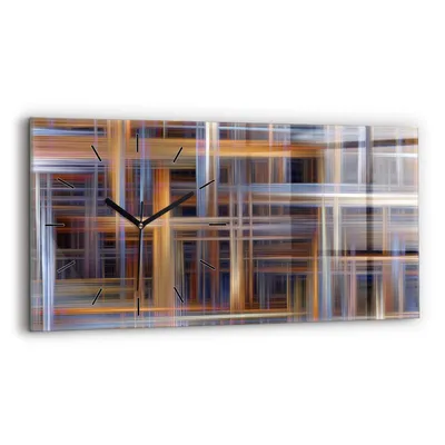 Produktbild von Wallfluent Wanduhr – Stilles Quarzuhrwerk - Uhr Dekoration Wohnzimmer Schlafzimmer Küche - Zifferblatt mit Strichen - schwarze Zeiger - 60x30 cm - Abstraktionsgeometrie