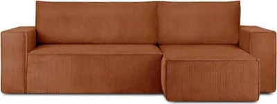 Produktbild von KONSIMO Linke/rechte Ecksofa mit Schlaffunktion mit Armlehnen "NAPI", Rot, Cordstoff, Loft, 262x89x148cm