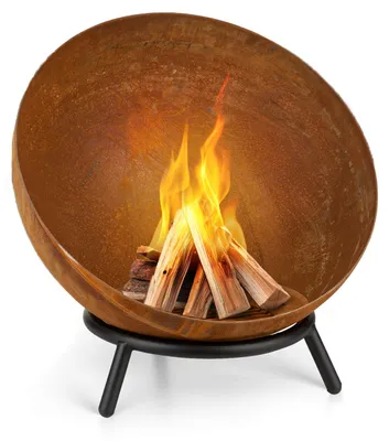 Produktbild von Blumfeldt Feuerschale, Outdoor Feuerstelle mit 3-Beinbein Standfuß, Kippbare Feuerschalen für den Garten & Balkon, Camping Feuerschale Groß, Gartenfeuerschale Wetterfest, Feuerschalen 50x75x50 cm