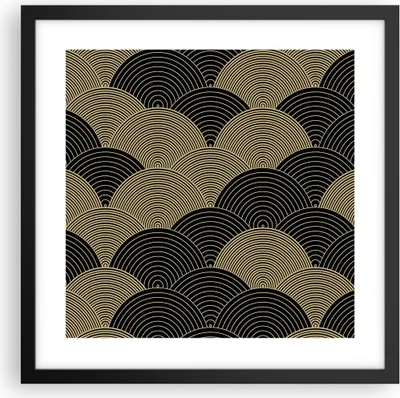 Produktbild von Gerahmtes Poster - Schwarzer Rahmen - Schwarz und Gold Kreise Grafiken - 40x40 cm - Wand Bild - Wanddeko - Wandbilder - Kunstposter - Wandposter - Bilderrahmen - Bilder - Kunstdruck - P2BAC40x40-4880