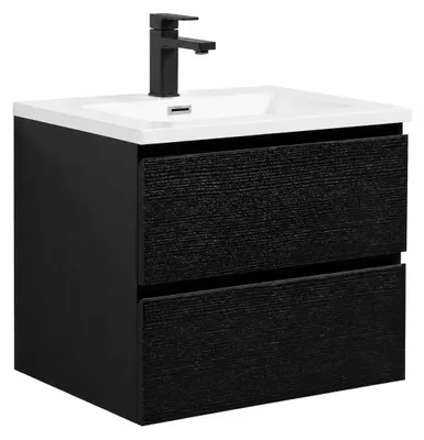 Immagine prodotto di Badplaats Set Mobili Bagno Angela 60 cm - Nero Effetto Legno - Mobile con Lavabo