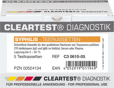 Immagine prodotto di Cleartest® Sifilide, 5 test, sangue intero, siero e plasma