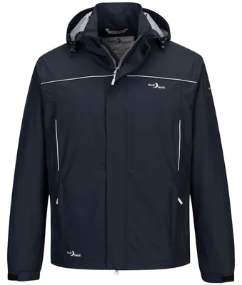Produktbild von Blue Wave Herren Funktionsjacke Klaas - Verstaubare und wasserdichte Regenjacke mit Mesh-Innenfutter und Kapuze in Schwarz Größe M