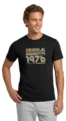 Produktbild von Spreadshirt Original 1976 Jahrgang Vintage Geburtstag Retro Männer T-Shirt, 4XL, Schwarz
