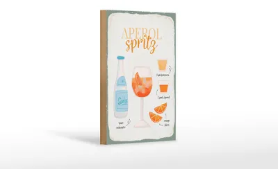 Produktbild von Holzschild Rezept Aperol Spritz Cocktail Recipe 12x18 cm Dekoration