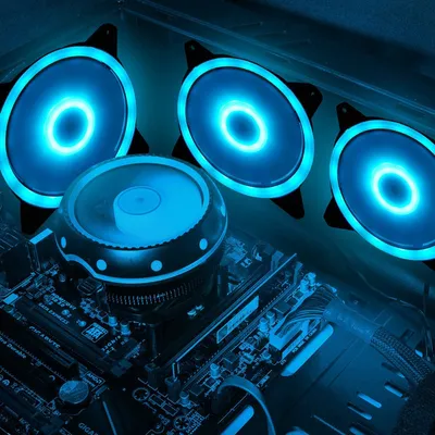 Produktbild von Computer Kühler PC Lüfter 12cm, RGB PC-Gehäuselüfter, Dual Licht Loop RGB LED,Eisblau 1St.