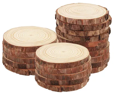 Image de Lot de 20 disques en bois naturel pour décorations faites maison