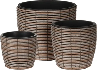 Produktbild von Blumentöpfe aus Polyrattan braun 3 Stück Modern Dekorativ