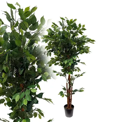 Produktbild von Ficus Benjamin grün 165 cm wie echt künstlich Kunstbaum Kunstpflanze Deko