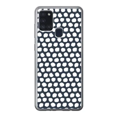 Produktbild von MuchoWow® Handyhülle Schutzhülle Hülle für Samsung Galaxy A21s Tupfen - Muster - Weiß Silikon Softcase Handy Hülle - Hartschale