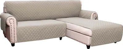 Produktbild von Chaiselongue Sofabezug, Sofa rutschfester Bezug, L- förmige Sofaabdeckungen, Ecksofa- Slipcover gesteppte Couch, Khaki