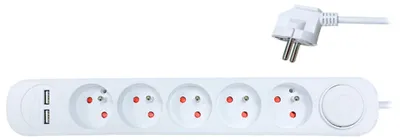 Obrázek produktu pro Solight PP152USB, 3 m, Vnitřní, Typ E, Typ E, Zahnutý, IP20