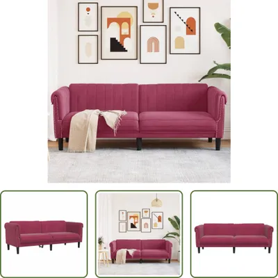 Produktbild von The Living Store Sofa 3-Sitzer Weinrot Samt