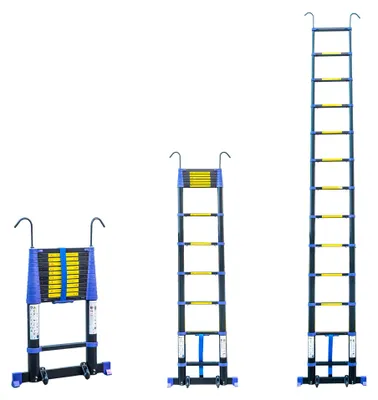 Productafbeelding van Ladder Telescopisch 3,8 Meter Aluminium - Opvouwbaar Lichtgewicht - Met Wielen En Antislip