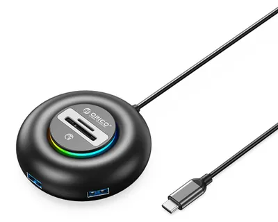 Image de Hub USB Orico YXR5-C3 avec 4 ports USB-A 3.0, lecteur de cartes SD et microSD (0,3 m)