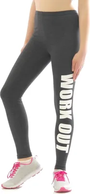 Zdjęcie produktu dla Długie legginsy font WORK OUT legginsy długie spodnie bawełniane ciemnoszary L