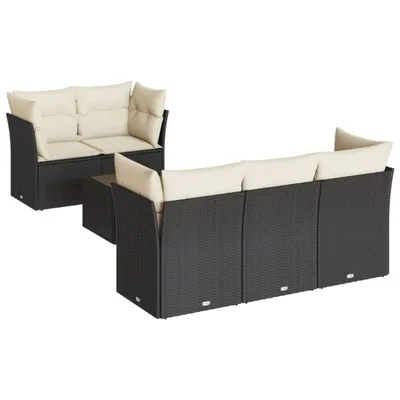 Produktbild von 6-tlg. Garten-Sofagarnitur mit Kissen Schwarz Poly Rattan